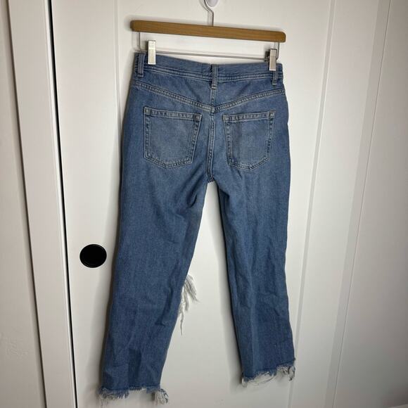 Free People Maggie Mid Rise Distressed Straight Leg Chewed Hem Jeans Size 25 - Picture 6 of 7